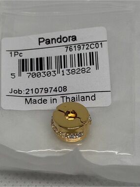 Pandora Gold Clip Charm with Clear Stones - 761972C01